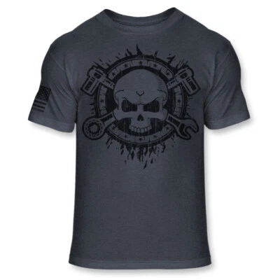 Camiseta Mecánica - Auto Mecánica Calavera Bandera Americana Camisa Mezcla Suave - A152 Foto 1 de 3