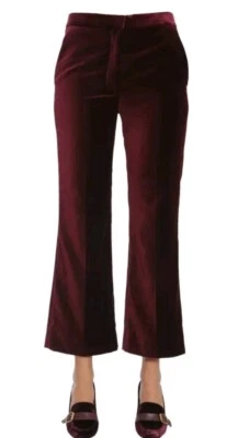 Stella McCartney Cropped Flared Velvet Silk Pants Sz IT 36 US XS Bergundy Red (Y - Image 1 of 4