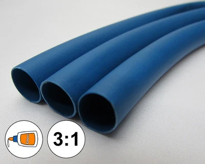(1 PÉ) 3/8" tubo termorretrátil azul 3:1 cola adesiva de parede dupla marinha/até 0,375" - Imagem 1 de 3