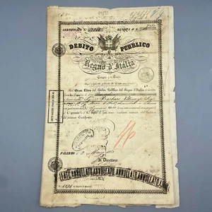 Certificato azionario Debito Pubblico Regno d'Italia Palermo 1863 (inv.2) - Picture 1 of 3