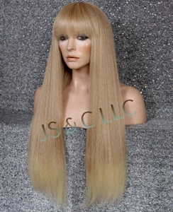 Peluca de mezcla de cabello humano mezcla rubia recta calor OK Bangs WEMG 27-613 VENTA A GRANEL 8 - Imagen 1 de 6