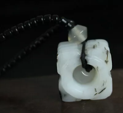 2.0cm China Antique Necklace Natural Hetian Jade Pendant amulet  - Image 1 of 4