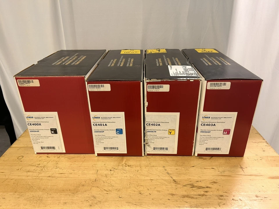 Lot of 4 - Lewan Cyan/Magenta/Yellow/Black Toner CE400X, CE401A, CE402A, CE403A - Image 1 of 4
