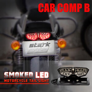 Motorcycle Smoked LED Brake Tail Turn Signal License Plate Integrated Light - D