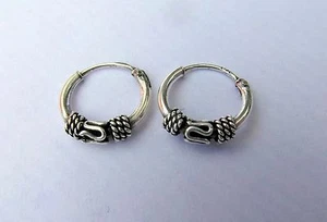 Pair Of Sterling Silver Bali  Hoop Earrings 10 mm  !!       Brand New !! - Picture 1 of 1