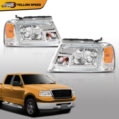СВЕТОДИОДНЫЙ DRL ПОДХОДИТ ДЛЯ 04-08 FORD F150 LLINCOLN MARK LT ФАРА ХРОМИРОВАННАЯ/ПРОЗРАЧНАЯ - Изображение 1 из 4