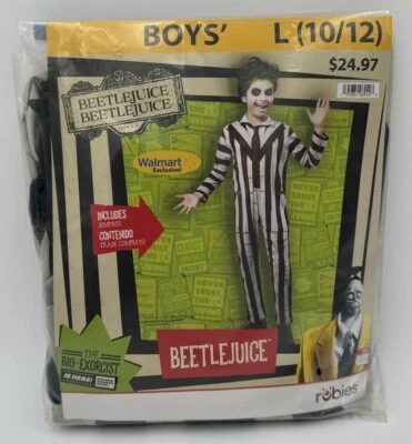 Kids Beetlejuice Costume 3-pc Set Suit Child Large 10/12 Halloween - Image 1 of 2
