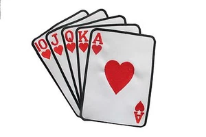 #2266XL 9" Royal Flush Poker Hand Gambling Embroidery Iron On Applique Patch - Picture 1 of 1
