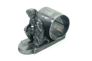 Antique Silver Plated JAS. W James Tufts Figural Napkin Ring - Picture 1 of 7
