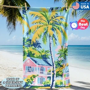 Palm Tree Print Oversize Beach Towel Quick Dry Soft Microfiber Bath Towels 30x60 - Picture 1 of 9