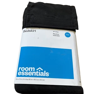 Room Essentials Twin Size Bedskirt 39 x 75 x 14 Inch Black Polyester Bed Cover - Picture 1 of 16