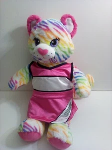 Build A Bear Plush Rainbow Striped Cat 16” with Cheer Outfit - Picture 1 of 4