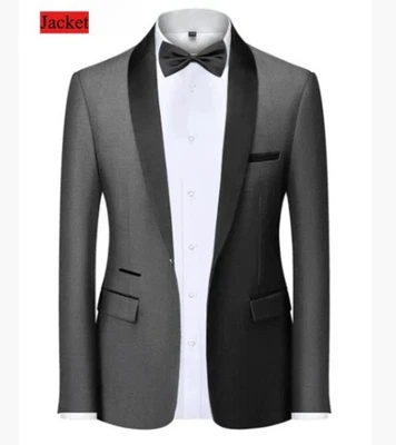 Hombres Formal Calce Ajustado Esmoquin Traje Blazers Alta Calidad Lujo Vestido Banquete Traje Foto 1 de 4
