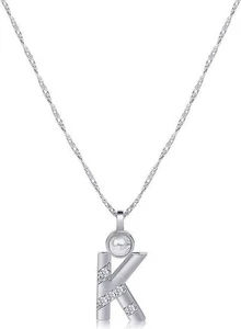 Halskette 14 Karat Gold-pl 0,10 kt Weißtopas Initiale "k" - Bild 1 von 1