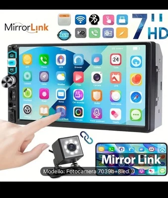 STEREO AUTO ANDROID AUTORADIO 2 DIN BLUETOOTH MP5 AUX WIFI GPS RETROCAMERA - Immagine 1 di 4