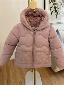 Rokka & Rolla Pale Pink Puffy Jacket Faux Fur Girls 5T - Picture 1 of 6