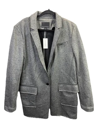 Blazer Banana Republic tejido elástico sin estructura gris negro talla 16 nuevo con etiquetas $119,99 Foto 1 de 4