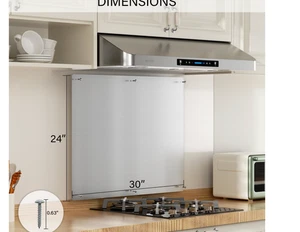 IKTCH 24x30 Inch Stainless Steel Backsplash for Stove - Range Hood Wall Shield w - Picture 1 of 9