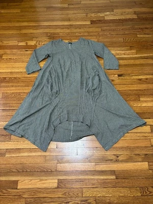 Vestido para mujer Tulip Brand talla mediana gris negro algodón Lagenlook midi manga larga Foto 1 de 4