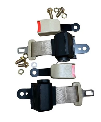 Juego de 2 cinturones de seguridad beige de 2 puntos diagonal de regazo para coche SUV ingeniería Foto 1 de 3