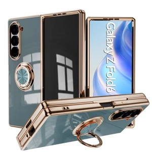 Funda enchapada a prueba de golpes con soporte de anillo magnético plegable 7/6/5/4 para Samsung Galaxy Z - Imagen 1 de 40