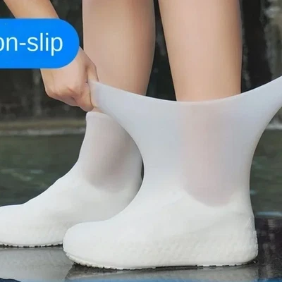 Fundas antideslizantes de silicona para zapatos de lluvia reutilizables impermeables para zapatos cubierta protectora EE. UU. Foto 1 de 4