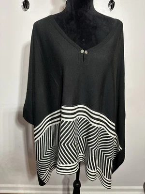 Poncho tejido CATO para mujer OS negro tejido suéter túnica top chal cuello encubrimiento suelto Foto 1 de 4