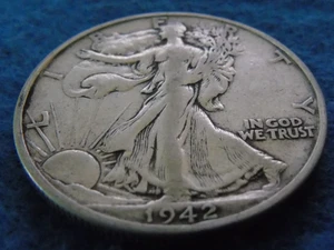 1942-S 1942S 1942 S WALKING LIBERTY 90% SILVER HALF DOLLAR 50C Cent Fifty 1/2 - Picture 1 of 6