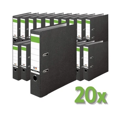 MARKENLOS, IC-OFFICE 20er Set Ordner schwarz A4 8cm Wolkenmarmor Briefordner Aktenordner Balken grün
