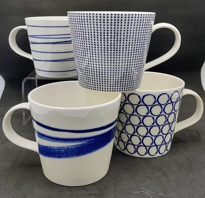 Juego de 4 tazas/tazas de café Royal Doulton diseño azul y blanco Londres Foto 1 de 4