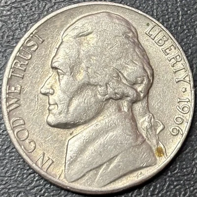 1966 Jefferson Nickel • Fine to XF Extra Fine • Philadelphia Mint • 5C Semi-Key - Image 1 of 2