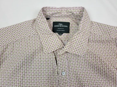 Рубашка Rodd & Gunn Sports Fit 2XL Розовый Оливковый Лист с Принтом Итальянский Поплин Хлопок Б/У в отличном состоянии - Изображение 1 из 4