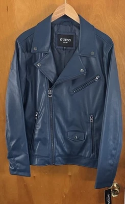 Chaqueta de ciclismo Guess para hombre pequeña azul con bolsillos con cremallera Foto 1 de 4