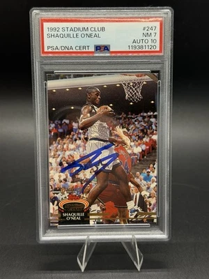 1992-93 Stadium Club: No247 Шакил О'Нил с автографом PSA 7 почти как новый с автографом 10 - Изображение 1 из 2