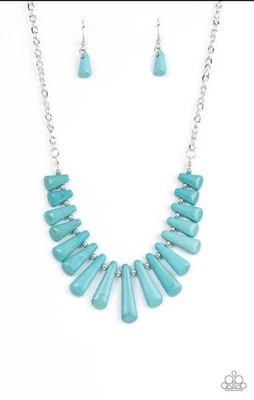 Juego de collar y pendientes de plata con piedras turquesa Paparazzi 🩵😍🔥A Foto 1 de 3