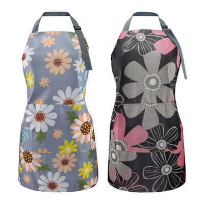 2pk Delantales de Cocina Kakalote Patrón Floral, Impermeables, con Bolsillos Foto 1 de 4