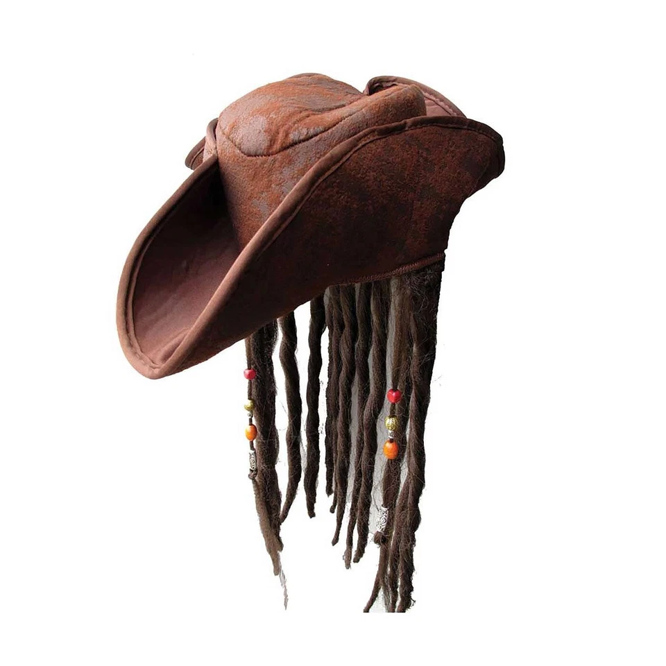 Wicked Costumes - Caribbean Pirate Hat with Braids & Beads - Adult - Image 1 of 1
