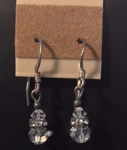 Crystal 1" Rhinestone Tear Drop Earrings Wedding Bridal Bride Hook Back - Picture 1 of 2