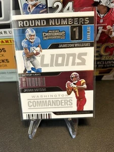 2022 Contenders Round Numbers Jameson Williams/Jahan Dotson Lions Commanders - Picture 1 of 2