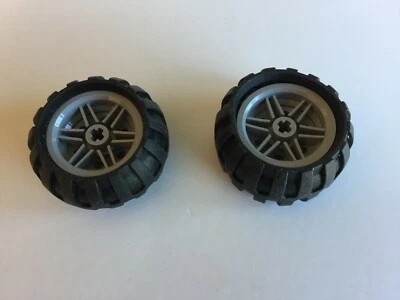 LEGO Parts: Technic Black Balloon Tires (68.7x34R) + Rims Wheel Hubs - Set of 2 - Image 1 of 2