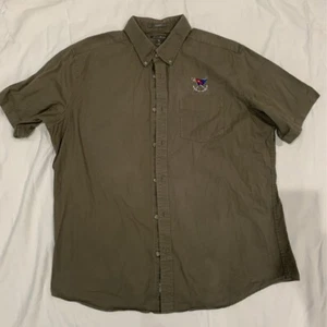 Eddie Bauer Mens Oxford Shirt Brown Short Sleeve Relaxed Fit Pocket Cotton L - Picture 1 of 5
