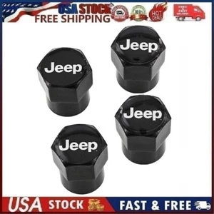 4PCS Metal Car Tire Valve Caps Valve Stem Cover Compatible with J-ee-P Black 3 - Picture 1 of 10