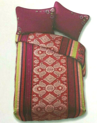 ДВОЙНОЕ ЛОСКУТНОЕ ОДЕЯЛО + std SHAM шелковистый хлопок, слива пейсли ESPRIT богемное богемное НОВОЕ - Изображение 1 из 4