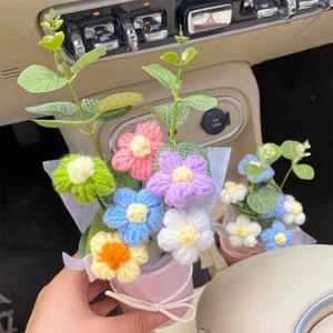 Colorful Tulip Bouquet Ornaments Woven Bouquet Arrangement Decorative Supplies - Picture 1 of 12