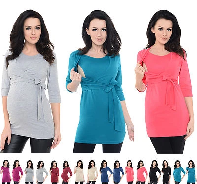 Purpless Maternity 2in1 Pregnancy Nursing Breastfeeding Wrap Top Tee 7735 - Image 1 of 3