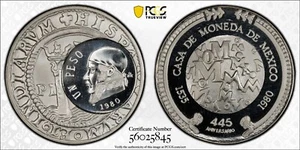 1980 Casa De Moneda 445th Anniversary PCGS PF 67 DCAM MEXICO SILVER MEDAL - Picture 1 of 3