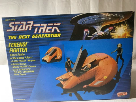 Vintage 1989 Star Trek Next Generation Ferengi Fighter Playset Toy Galoob NIB Cover