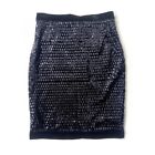 90s VTG black velvet pencil skirt with oval sequins shiny embellished  30" S