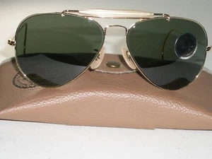 58-14 mm GAFAS DE SOL DE AVIADOR AVIADOR DE AVIADOR MEDIANAS VINTAGE B&L RAY BAN EE. UU. G15 UV OUTDOORSMAN NUEVAS - Imagen 1 de 10