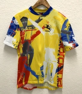 Giordana le de tour france Cycling Jersey Shirt Sz M Yellow Made in Italy Vtg  - Picture 1 of 11